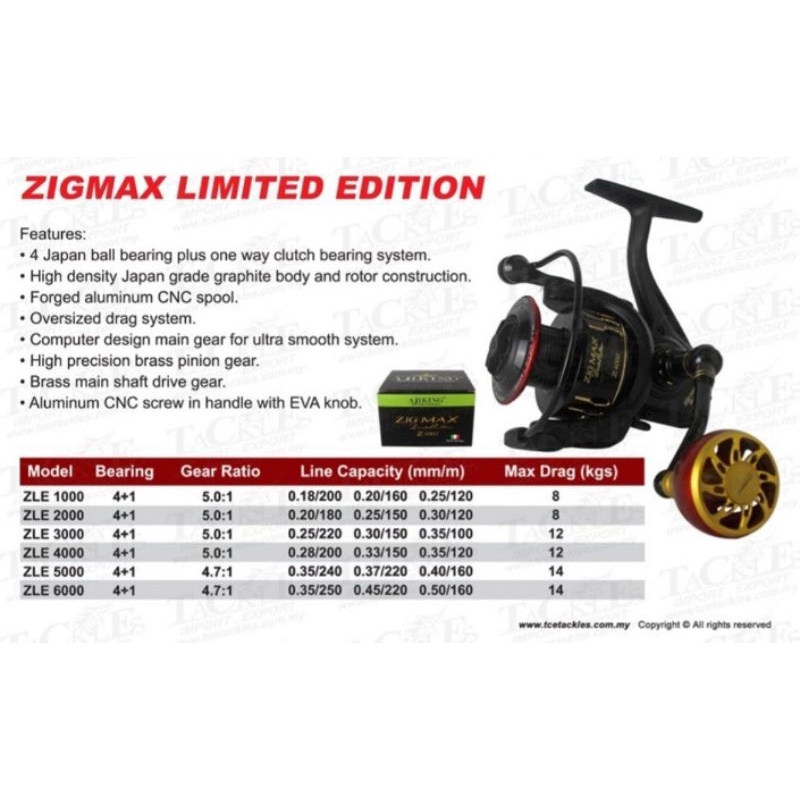 reel Ajiking zig max limited edition 4000 5000 6000