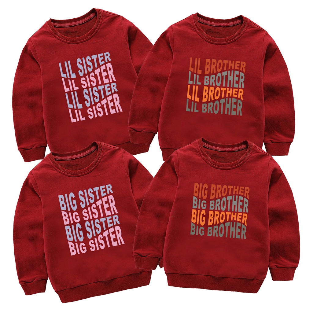 Sweater Anak Sweater Couple Distro 1-10 Tahun Laki Laki Perempuan Unisex kaos brother sister Little Sister Big Sister Little Brother Big Brother Family Couple Sibling tee Series Gelombang kaos bro sis  Kaos Termurah Kualitas Premium - Kaos Polos Senja