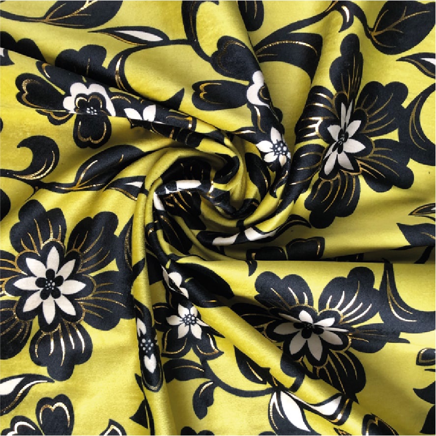 Kain Beludru Halus Sisa Export Motif Bunga ada Glitter Emas Kain Grade B TERMURAH  -  LF AR (Kain un