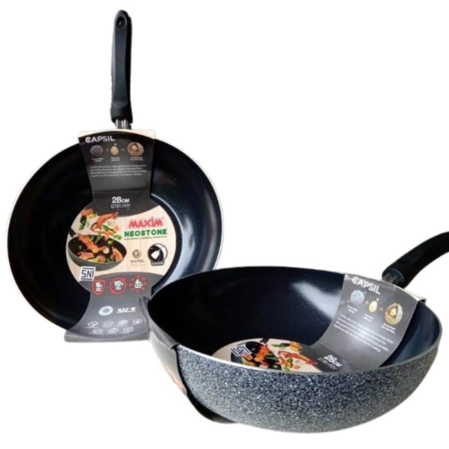 Maxim Neostone Stirfry Teflon 28 cm Anti Lengket Lapisan Ceramic