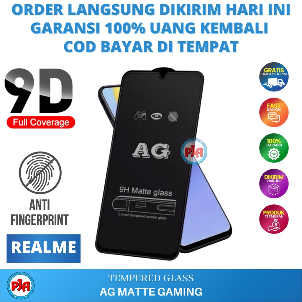 Tempered Glass Anti Gores Temperglass TG AG Matte Gaming Anti Minyak Kaca Full Screen Realme C1 C2 C3 C11 C12 C15 C17 C20 C20A C21 C21Y C25 C25S C25Y