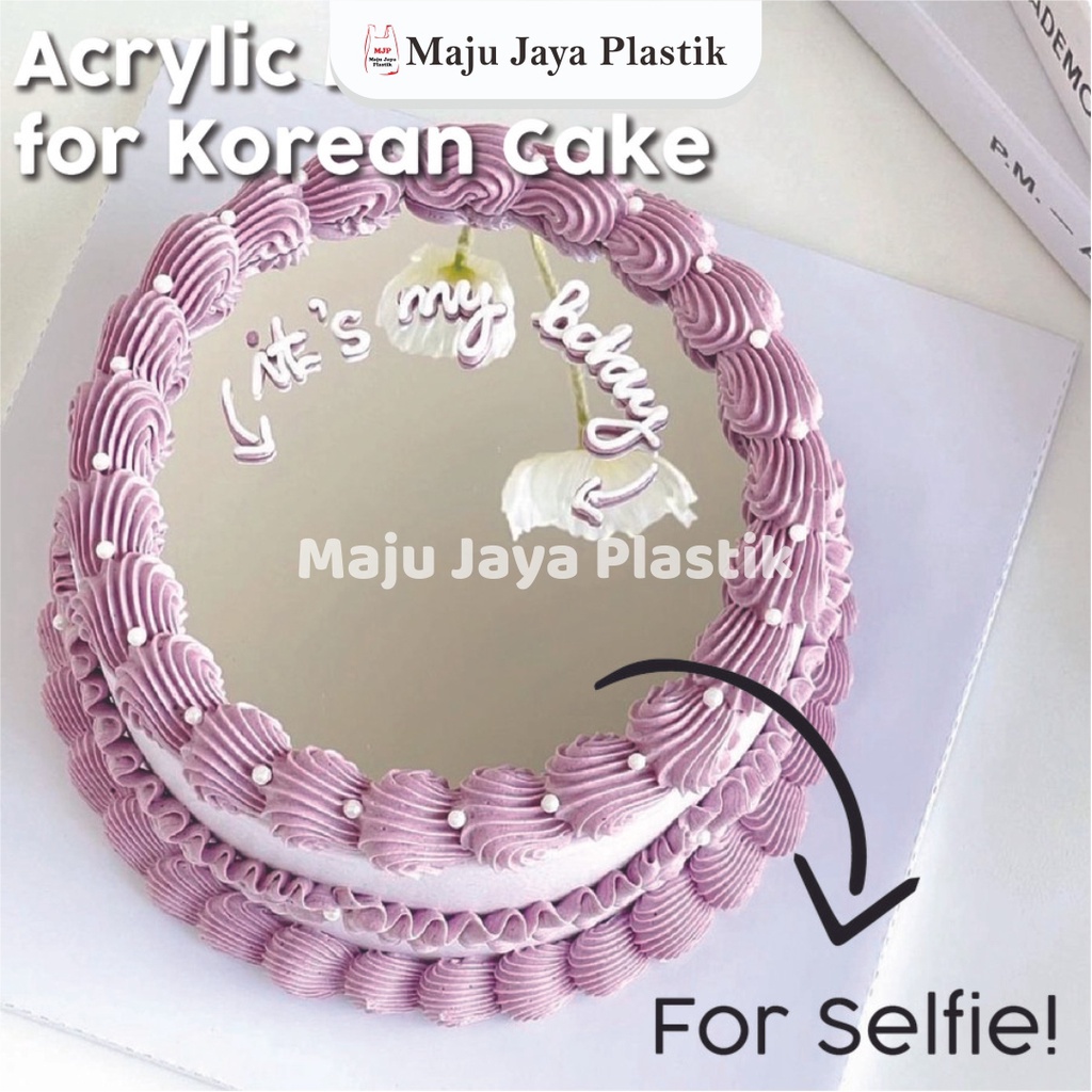 Topper Kue Akrilik Cermin Kotak Selfie Hiasan Cake Mirror Aesthetic