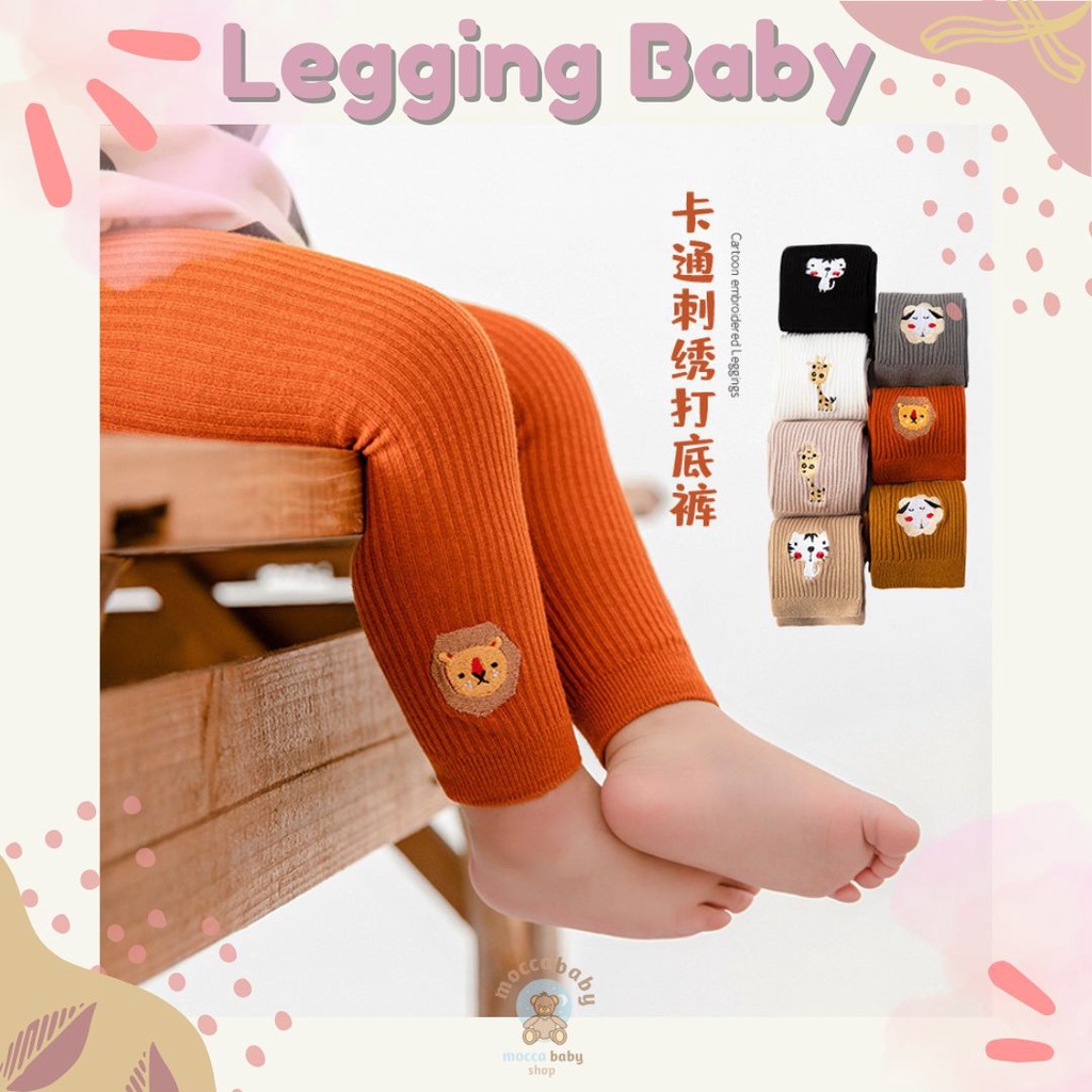 MBSS - LEGGING ANIMALS Legging buka kaki bayi / anak import motif warna polos