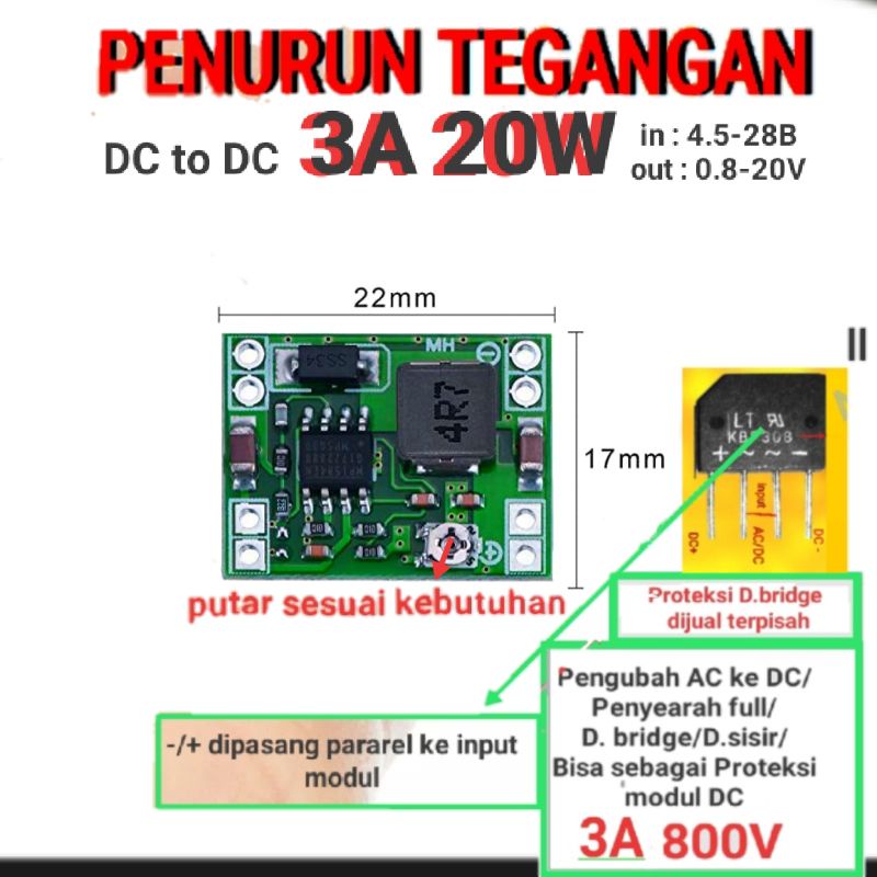 Jual Driver 20W PENURUN TEGANGAN 3A lm2596s versi SMD IC mp1584en