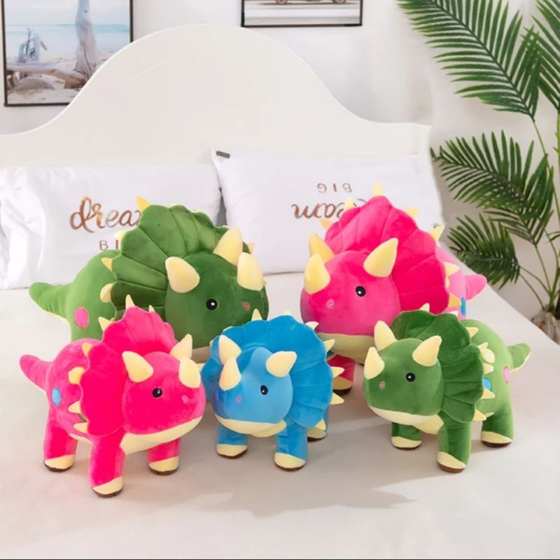 Boneka Dinosaurus Triceratops Bahan Yelvo Ukuran 40cm