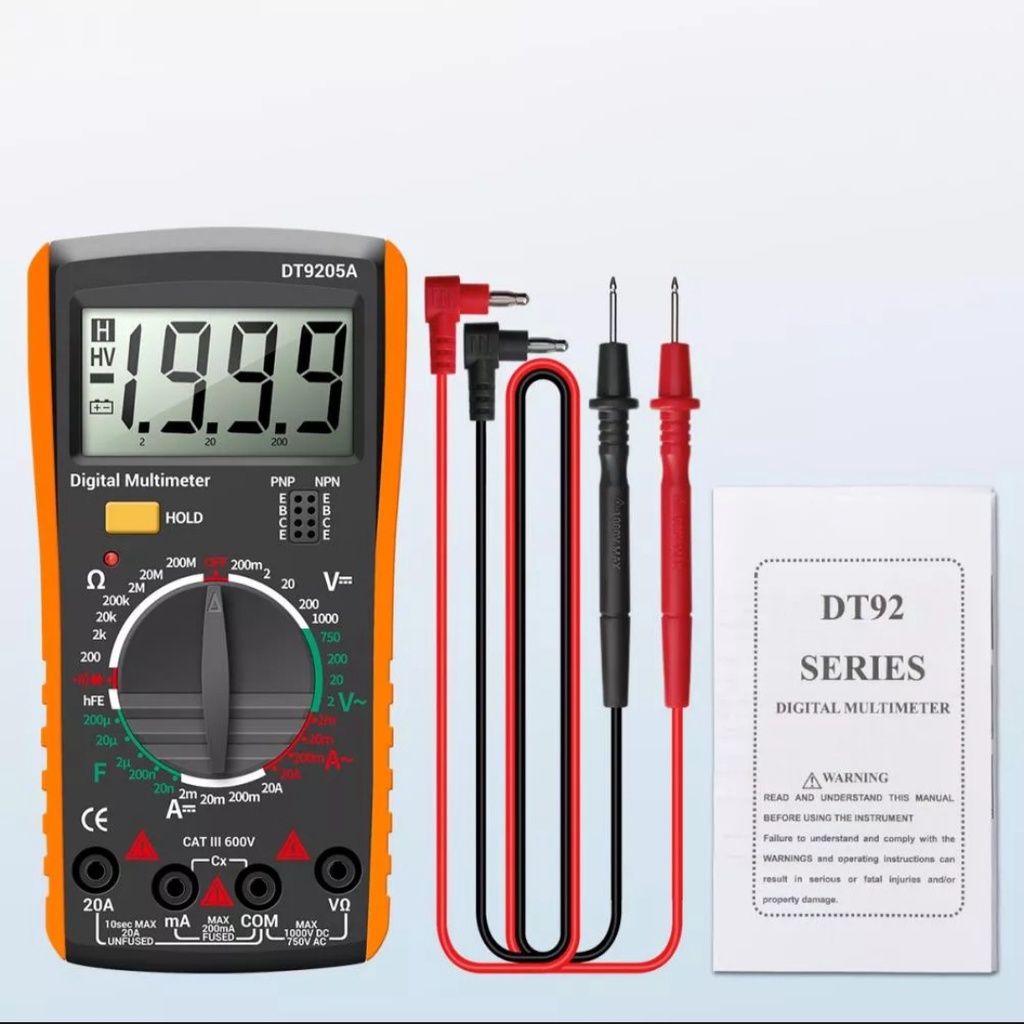 Multimeter Digital Avometer Multitester NCV DT9205A DMM Multimeter Profesional Digital HFE AC DC Tegangan Saat Ini 1000V 20A Tester Dioda Kontinuitas Resistensi Kapasitansi ANENG Digital Multimeter Voltage Tester - DT9205A-3