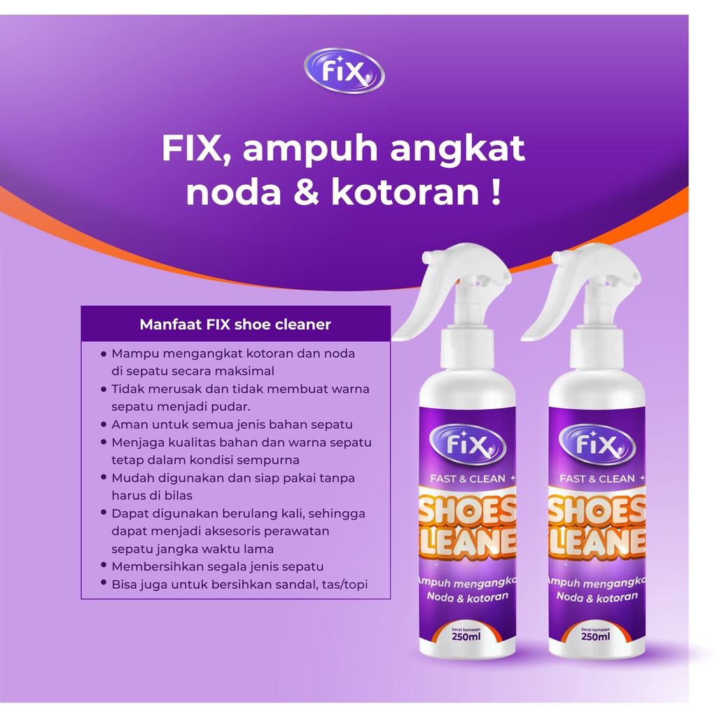 FIX - Shoe cleaner Pembersih Sepatu Tanpa Air Ampuh Bergaransi 250ML