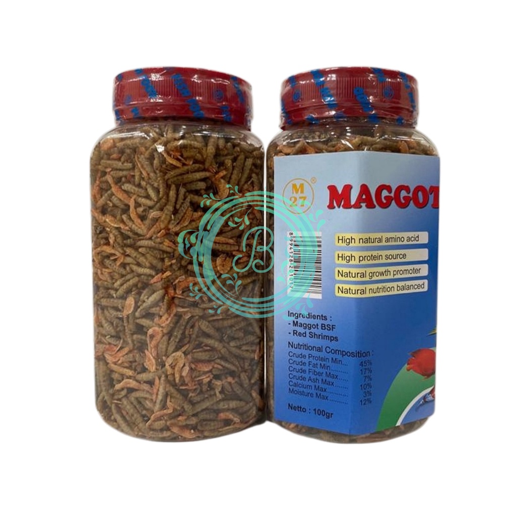 M27 Maggot Mix 100g 100 Gram 100gr Pakan Ikan Maggot Udang Pakan Lohan Louhan Predator Arwana Koi