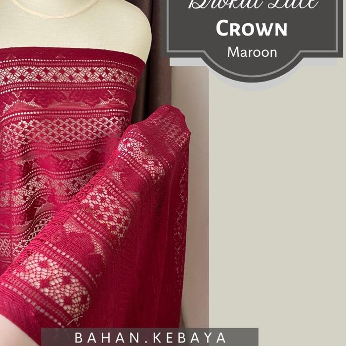 *SALE* Bahan Kain Brokat Brukat Halus Lace Motif Salur Crown Warna Dusty Puple Ungu Taro top