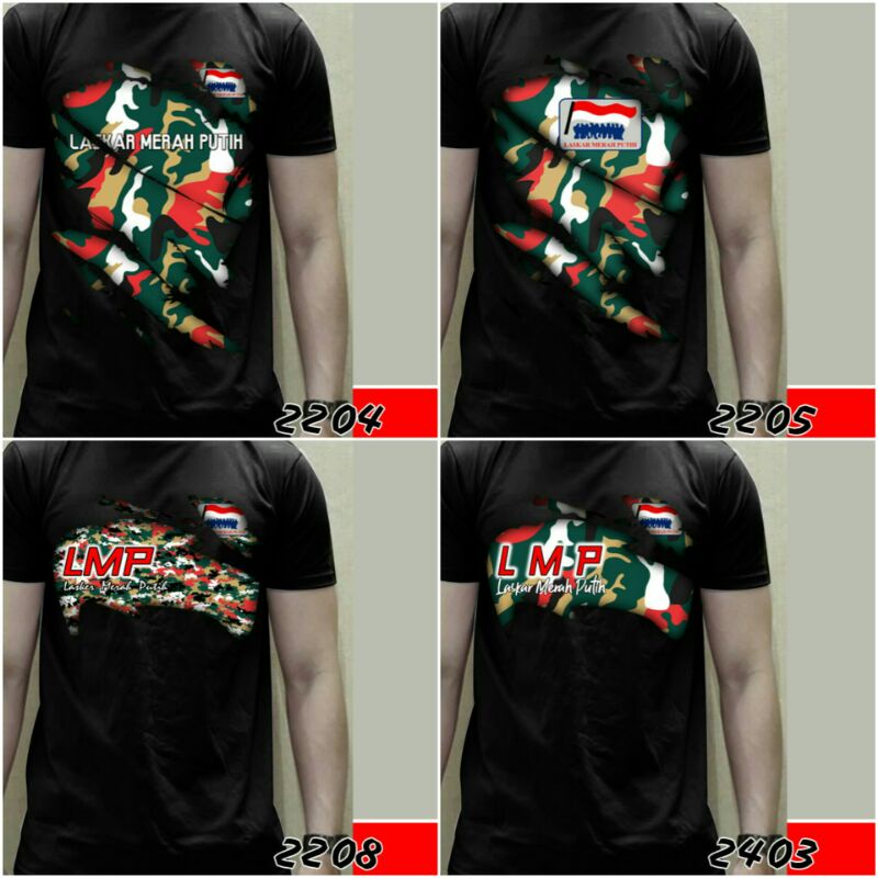 kaos / baju / ormas / lmp / laskar merah putih / sablon satuan / sablon dTF / custom design / kaos p