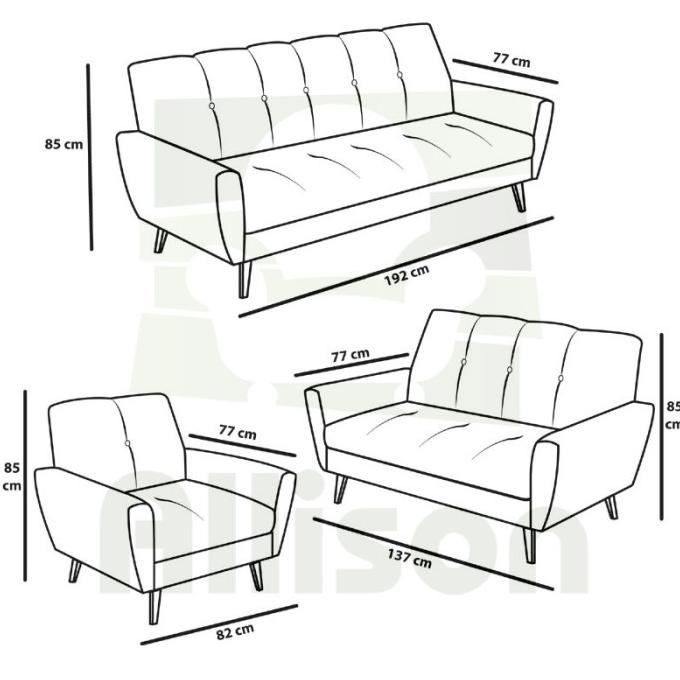 Winston Sofa Set Ruang Tamu Minimalis 3-2-1 Biru Muda