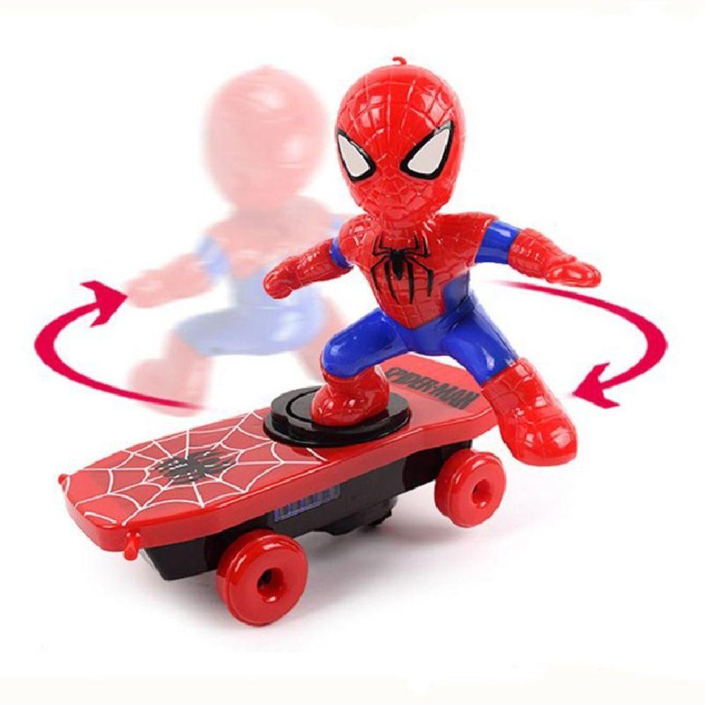 Mxbeauty Spider-man Mainan Musik Hadiah Ulang Tahun Hadiah Anak Anime Action Figure Acousto-optic Electronic Music Toys Mainan Anak Model Mainan Skuter Stunt Flip Otomatis