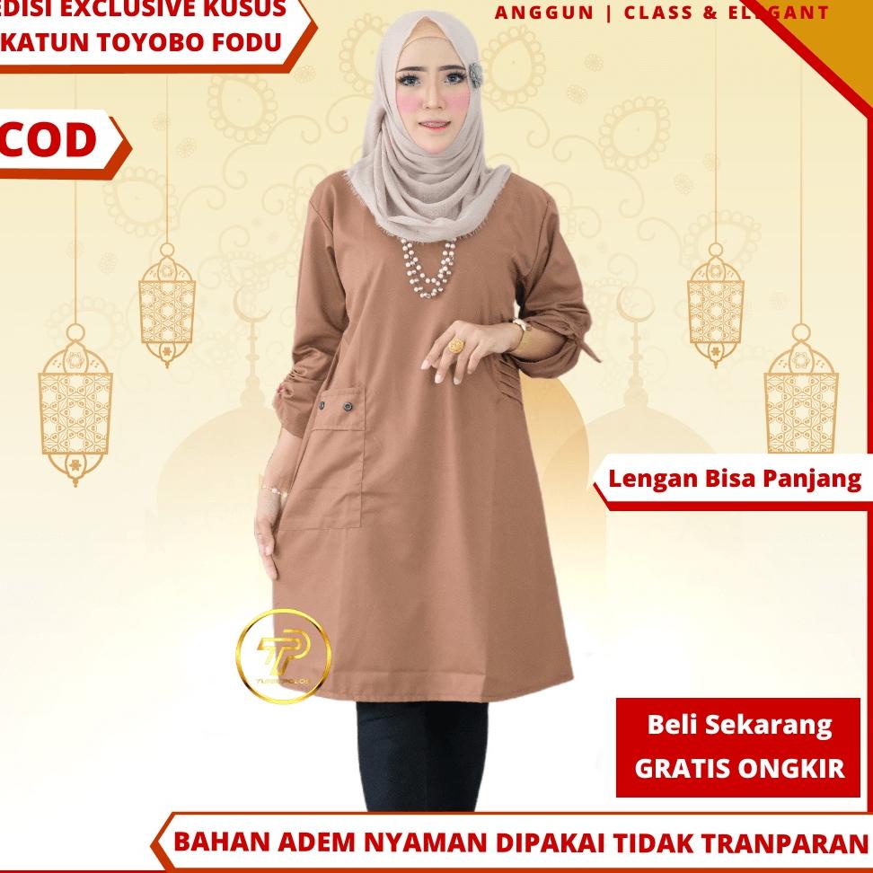 [XCD.18Oc22e] Baju Tunik Bahan Katun Toyobo Polos Muslim Wanita2021 Kekinian Remaja Premium Original