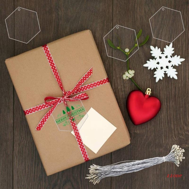 20 Pcs Ornamen Disk Kosong Bahan Akrilik Transparan Untuk Dekorasi Pohon Natal