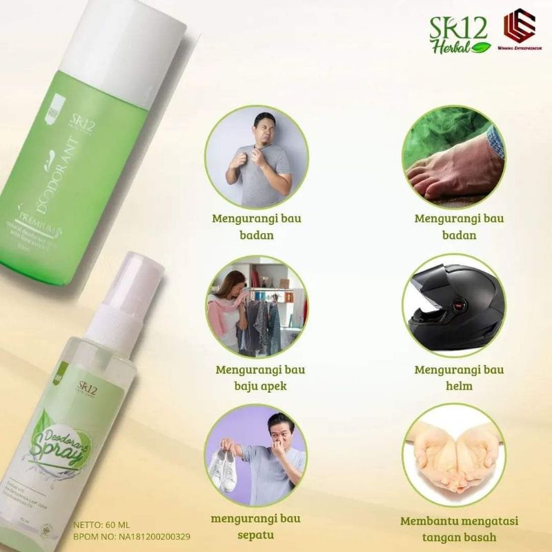 SR12 Deodorant Spray Premium - Ampuh Hilangkan Bau Badan - Pemutih Ketiak - Herbal BPOM