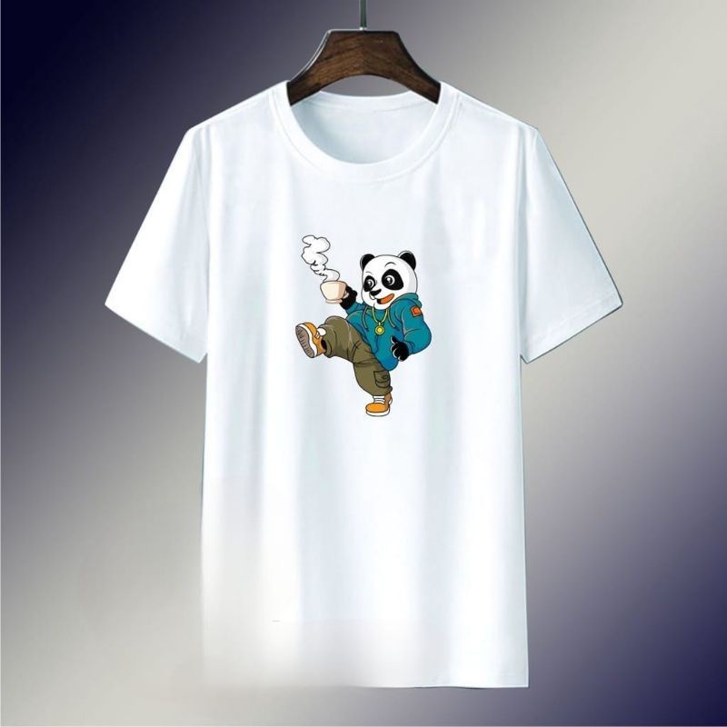 baju kaos anak laki laki /perempuan 1-12 tahun gambar panda coffe  baju kaos anak unisex