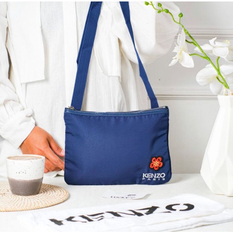 Kenzo Flower Logo Cross Bag in Blue - ORIGINAL 100%