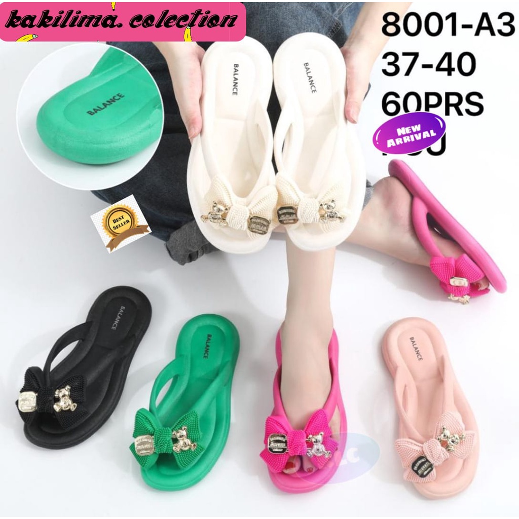 sandal pin pita sendal karet jelly perempuan kekinian balance 9001-13