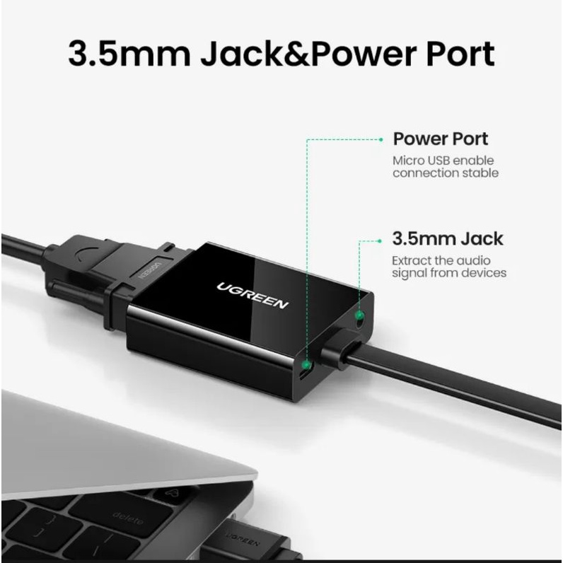 Ugreen Converter Vga to Hdmi Display for Laptop PC Proyektor Original