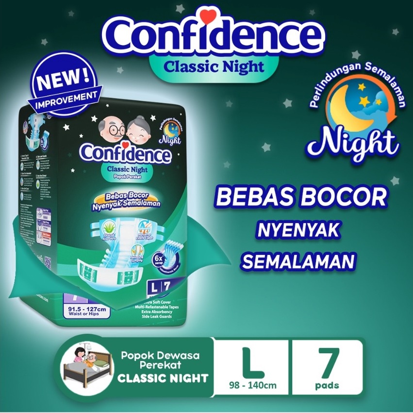 CONFIDENCE Classic Day / Night M8/L7/XL6 Diaper Popok Dewasa Untuk Dewasa Lansia Ibu Melahirkan Kema