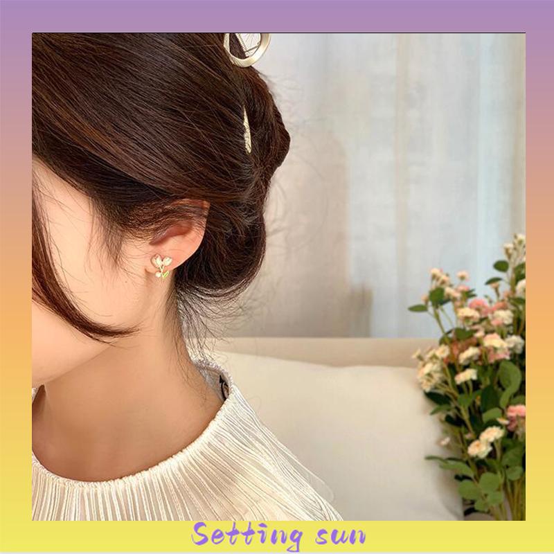 Anting S925 Silver Plated Soft Tulip Earrings Female Earrings Asesori TN