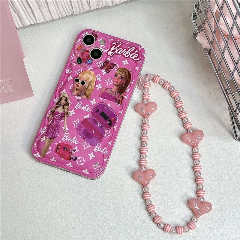 Soft case Silikon Desain Boneka pink Untuk Iphone 13 12 11pro max xs xr trwdf