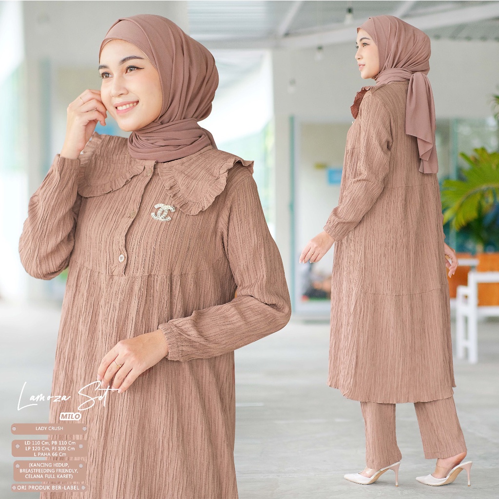 Lamoza One Set Wanita Muslim Lady Crush Motif Polos