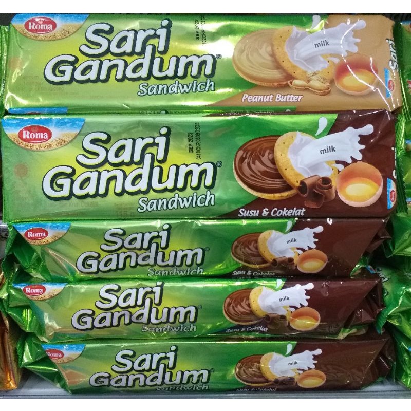 

roma sari gandum sandwich peanut butter & coklat 115g