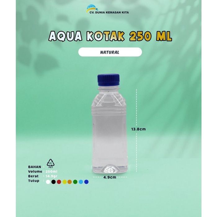 Botol Plastik Aqua Kotak 250 - 1 pcs - Botol Air Mineral 250 ml