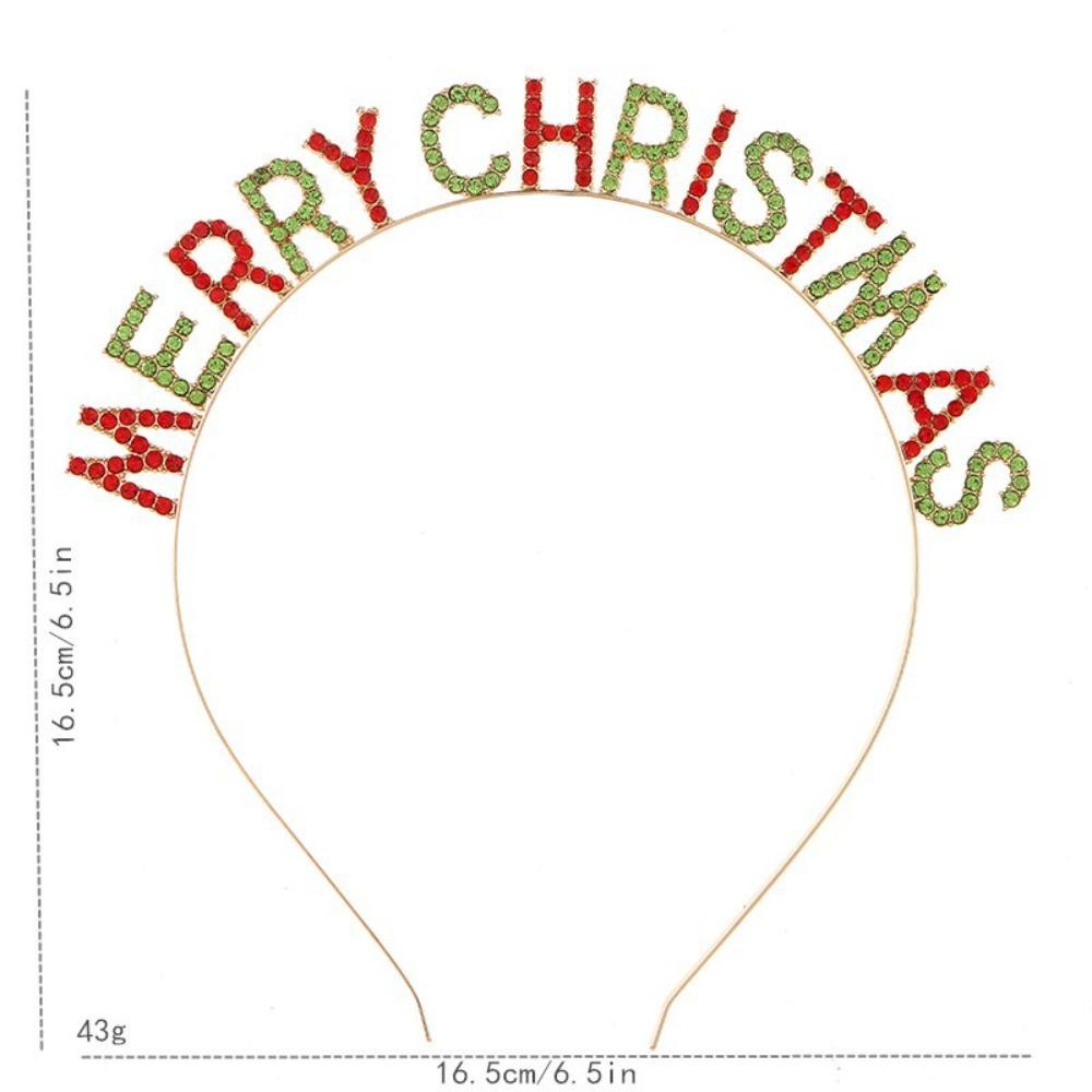 Mxbeauty Alloy Kristal Hiasan Kepala Telinga Kucing Bintang Bell Wanita Aksesoris Rambut Fashion Tahun Baru Bando Berlian Imitasi Merry Christmas Letter Hair Hoop