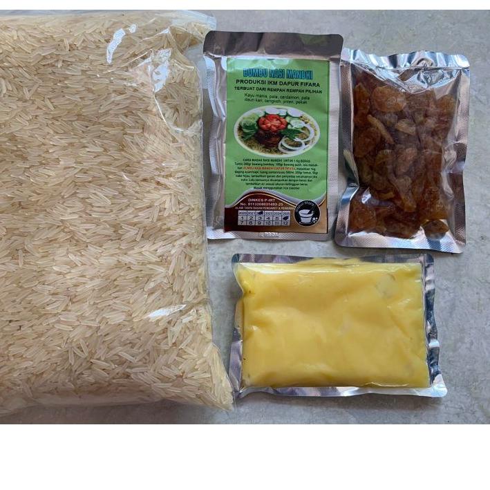 

Hot - ' PAKET BERAS BASMATI, BUMBU, MINYAK SAMIN & KISMIS, bisa buat 12-14 porsi . . . . . .