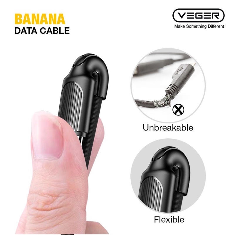 KABEL DATA VEGER BANANA TIPE C USB SUPPORT QUALCOMM 3.0