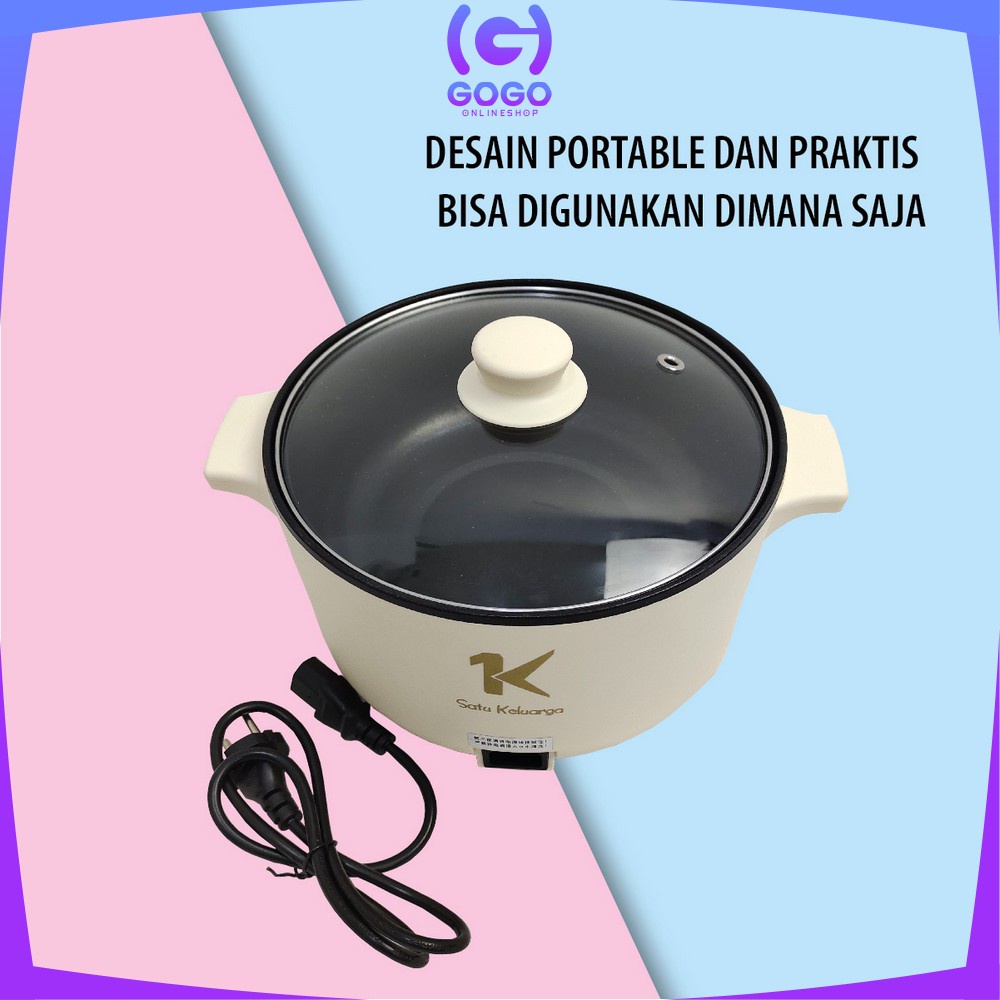 GOGO-C519 Panci Listrik Eletrik Portable Serbaguna / Pan Anti Lengket Kukusan Stainless / Electric Cooker Multifungsi