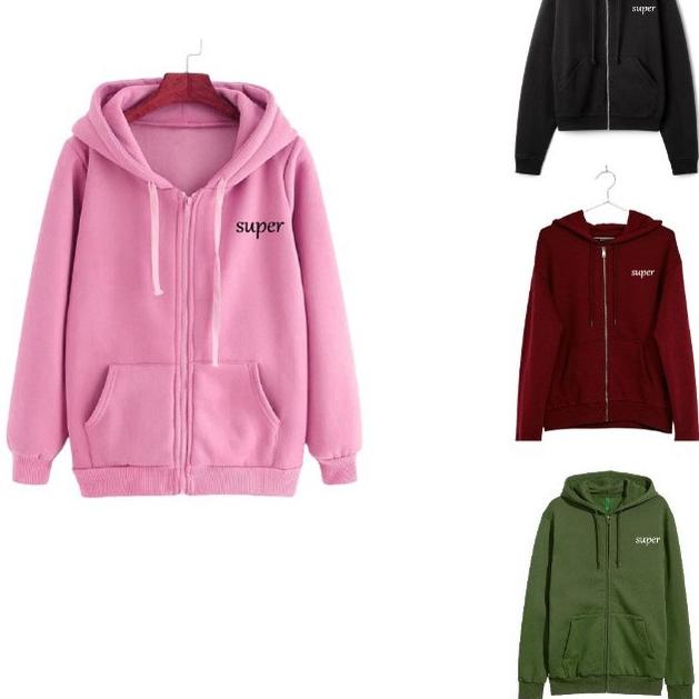 Termurah DaveCollection - Jaket Hoodie Wanita Babyterry Size L - XL SUPER AK151