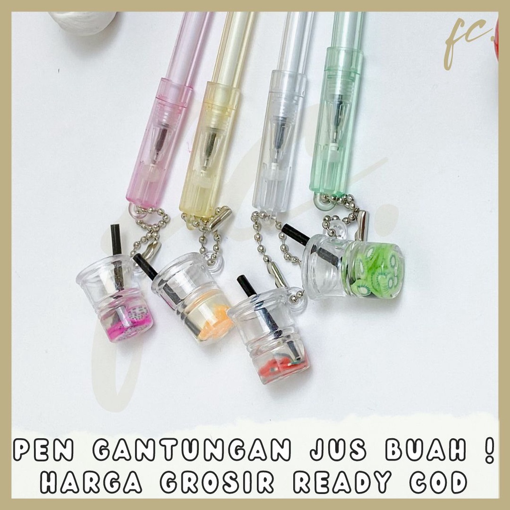 

GROSIR 1 LUSIN 12 PEN GEL GANTUNGAN CUP JUS BUAH BOBA BOLPEN / PULPEN HITAM UNIK READY COD