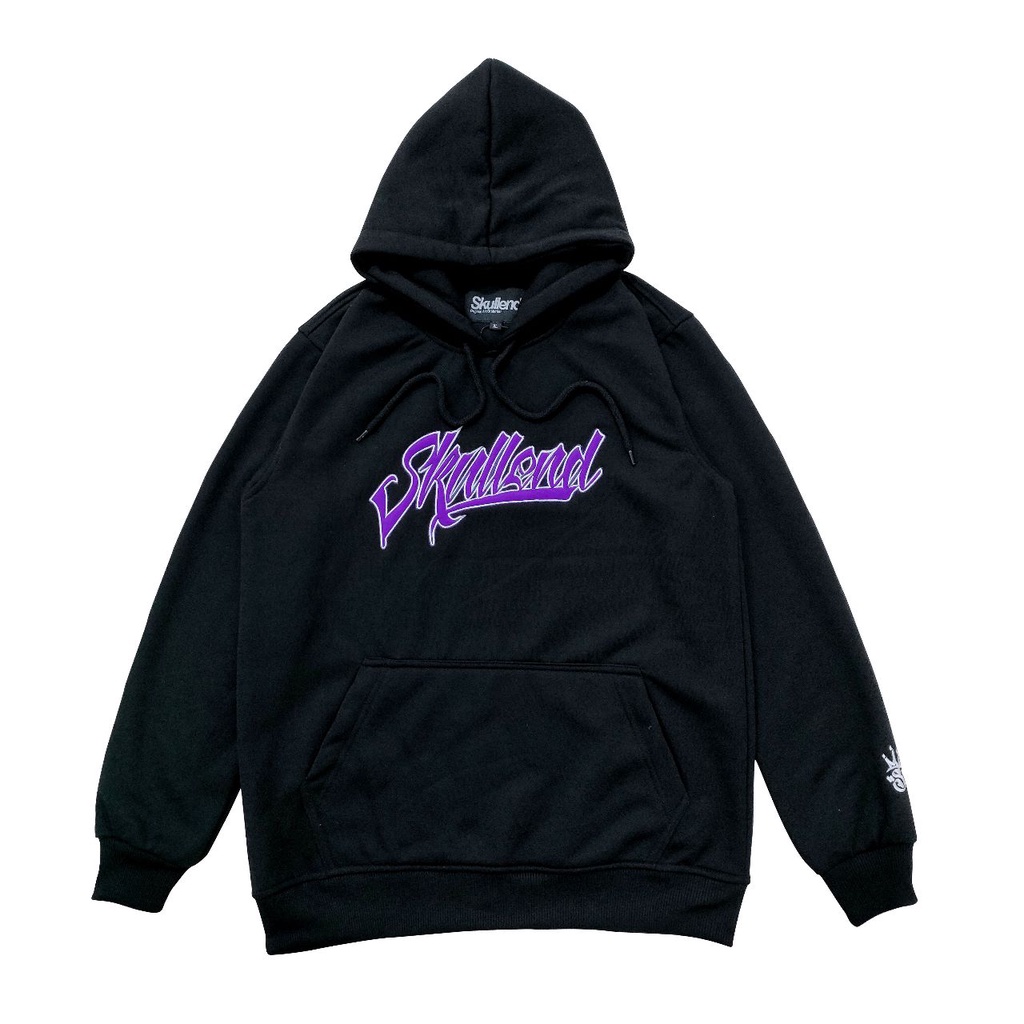 SKULLEND - Jaket Sweater Pullover Hoodie Hitam Unisex Motif Bordir Bahan Cotton Fleece