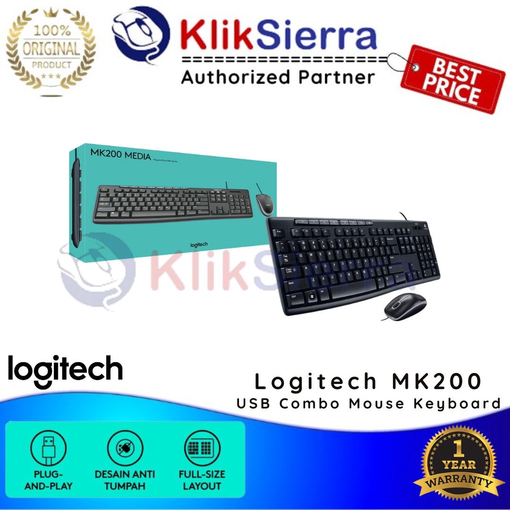 Logitech MK200 Keyboard Mouse MK 200 USB MK-200 Garansi Resmi