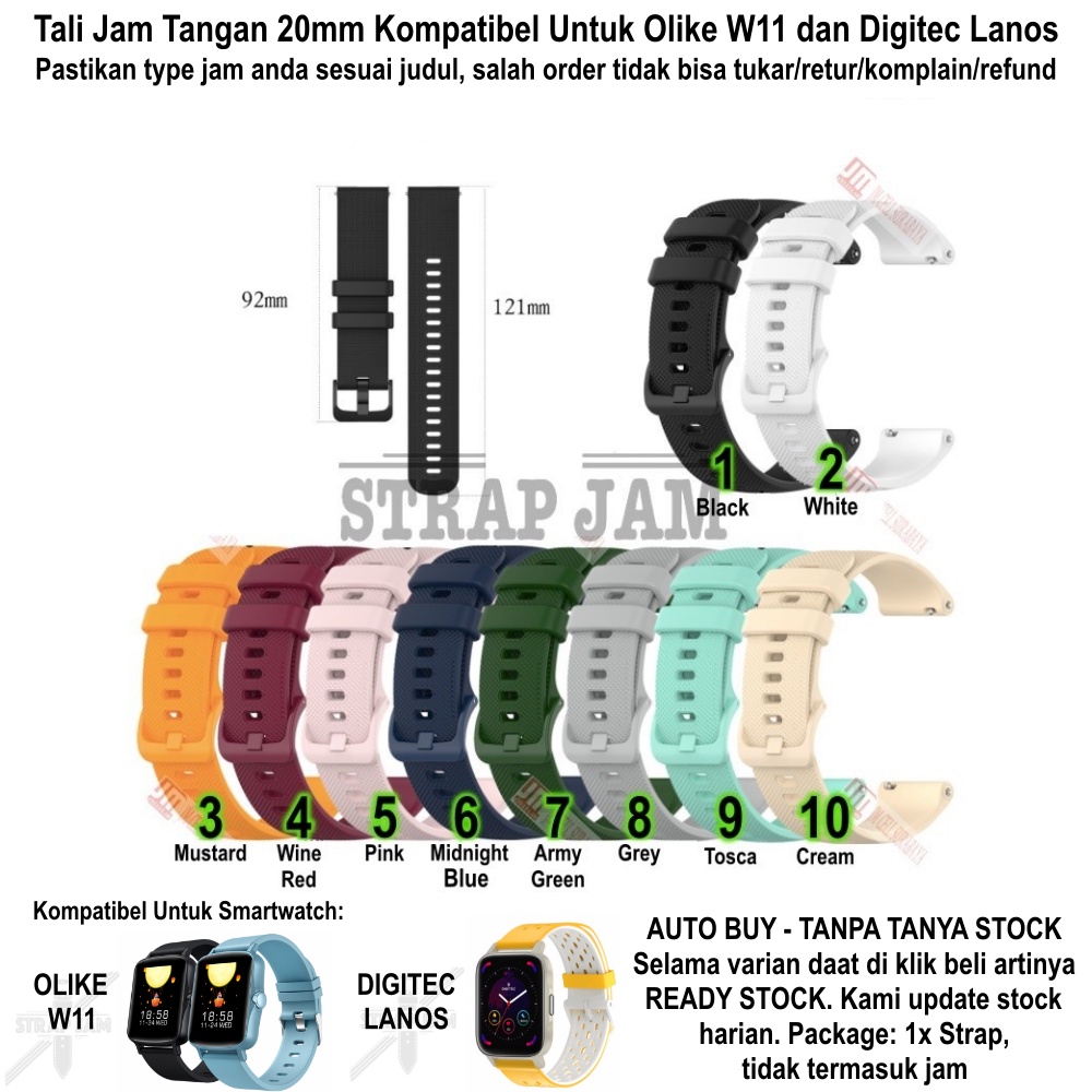 OYE Tali Jam Tangan Digitec Lanos / Olike W11 - Strap 20mm Silikon Aneka Warna Cantik