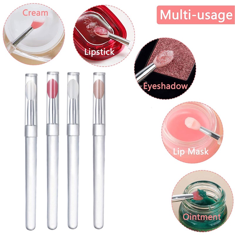 1 Pc Brush Makeup Bahan Silikon Transparan Multifungsi Dengan Tutup Untuk Eyeshadow