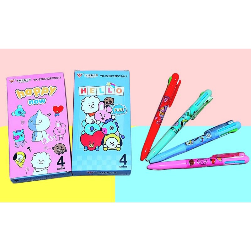 

bolpen Pulpen Gel 4 warna Fancy 1 pack isi 12 pcs