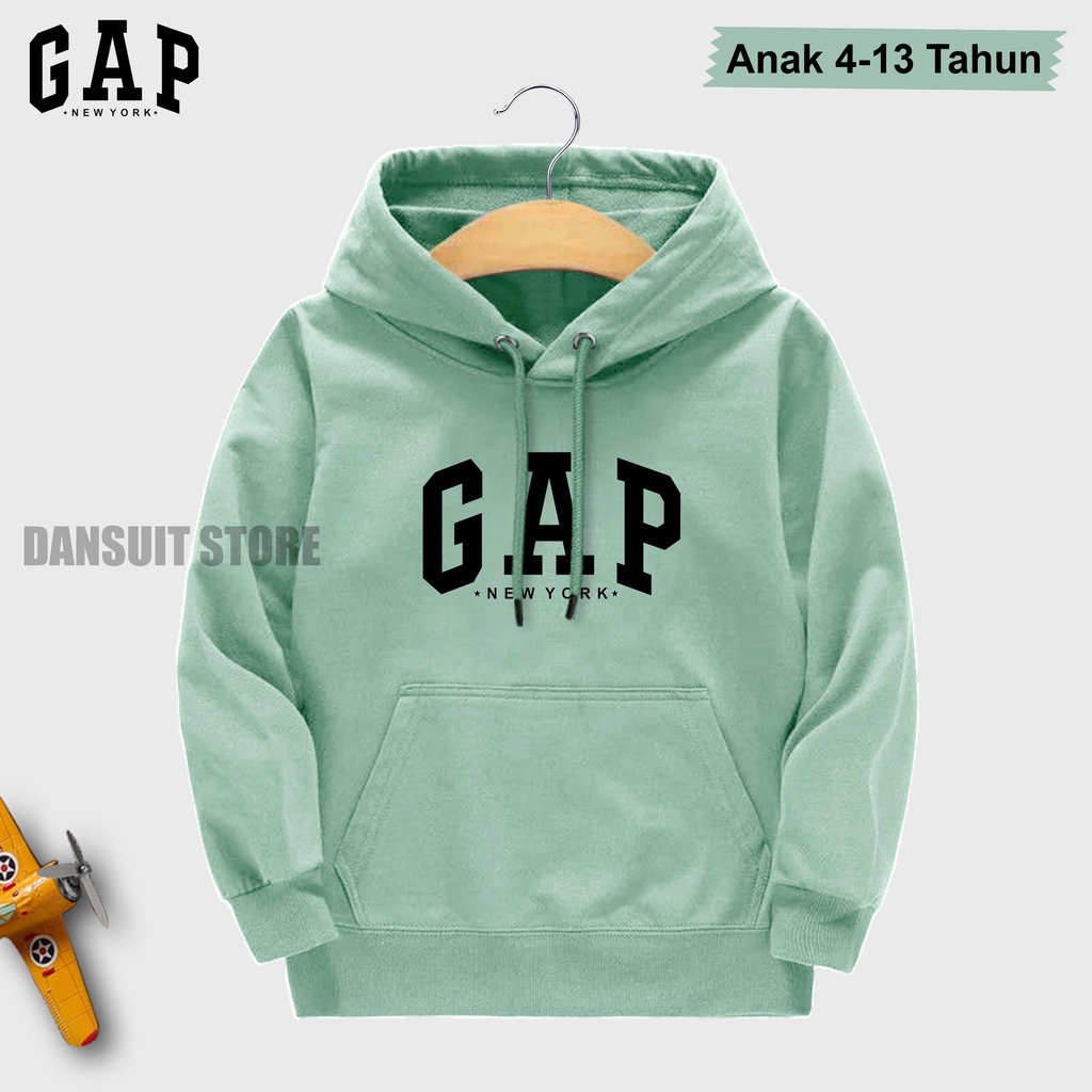 Sweater Hoodie Anak Laki-laki Perempuan Usia 4-13 Tahun Hoodie Anak Motif GAP Logo Bahan Tebal Premium