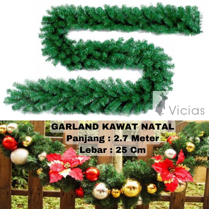 TIN10 Garland Daun KAWAT Lilit Murah Hiasan Dekorasi Natal Christmas