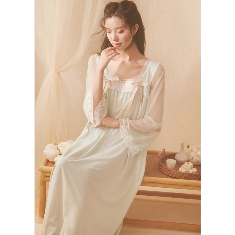 baju korea  Hanfu baju tidur wanita musim semi dan musim gugur bagian tipis sifon lengan panjang sif