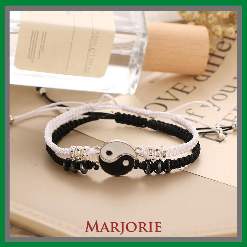 2pcs Gelang Magnet Couple Pasangan Bintang Heksagonal Yin Yang Tai Chi Dapat Disesuaikan Secara Manual /Couple Magnetic Attract Braided Gelang Aksesori-MJD