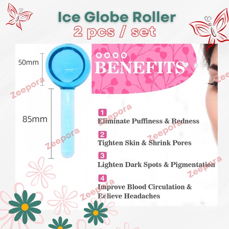 ICE GLOBER ROLLER ISI 2 PCS CRYSTAl ICE BALL / ALAT PIJAT WAJAH / GLITTER / Beauty Crystal Ball Glitter / Face Massage