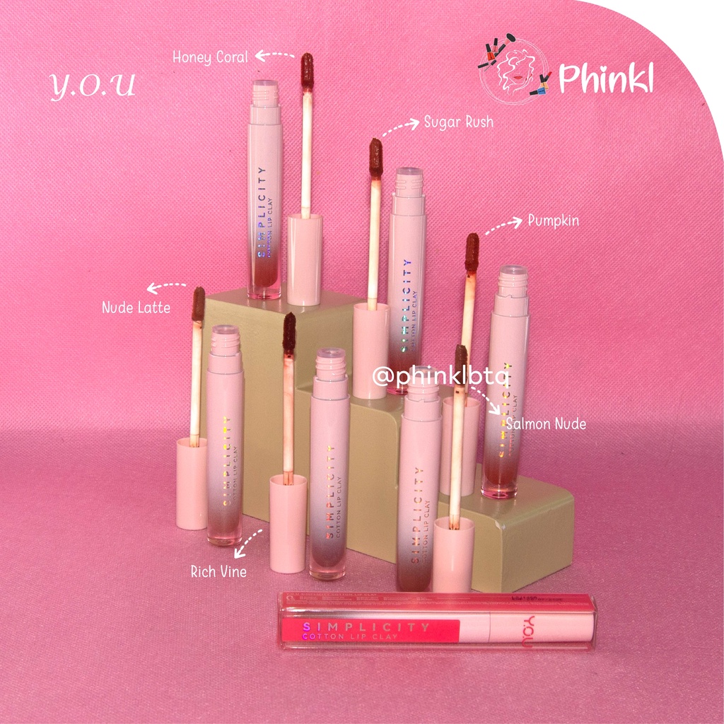 `ღ´ PHINKL `ღ´ Y.O.U Simplicity Cotton Lip Clay | Lipcream matte lipstick cair ombre