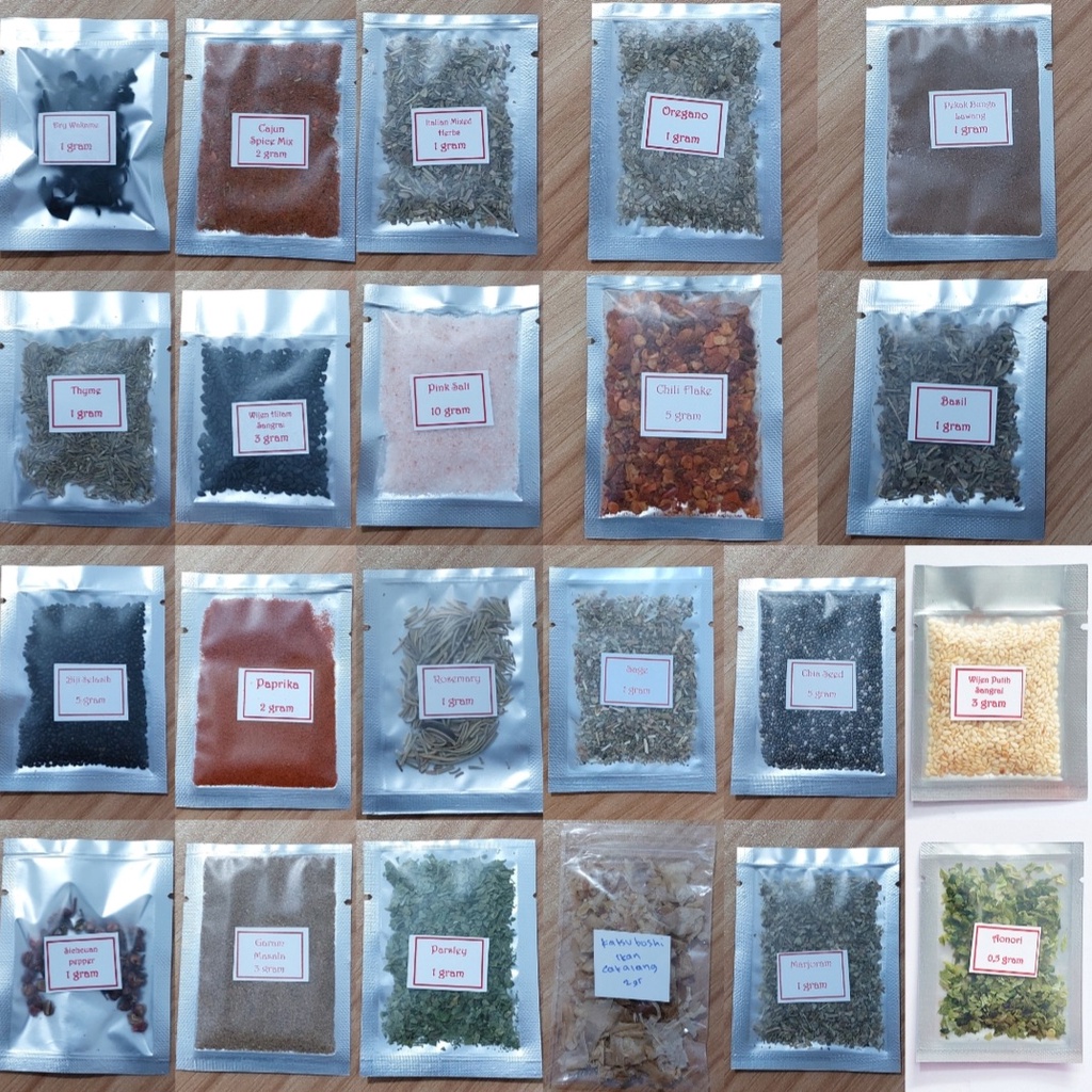 

Herbs Kering Basil / Oregano / Parsley / Rosemary / Thyme / black chia seed / sage / marjoram / italian mixed herbs Rempah - rempah Bisa COD bumbudapurbintang