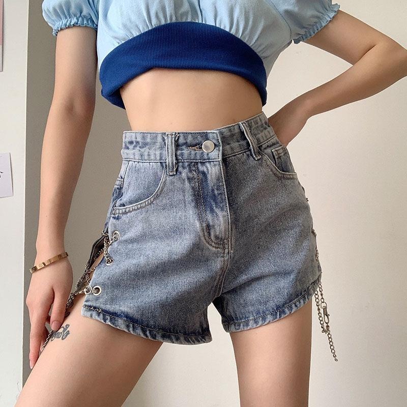 Celana pendek wanita korea hotpants highwaist denim fashion korean style short pants ootd