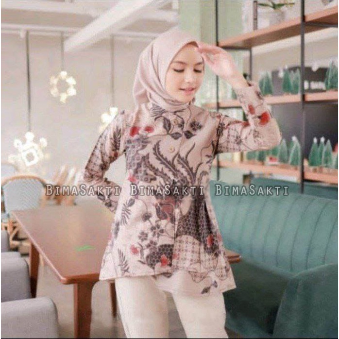 Terlaris.. promo atasan baju batik wanita - blouse batik kantor - batik cewek - kemeja batik wanita - kemeja batik cewek - bimasakti - bima sakti