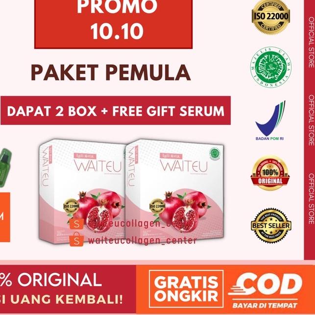 

GRATIS ONGKIR✅[AWAS Produk Palsu] WAITEU Collagen Drink Suplemen Pemutih Badan Paket 2 Box|RA6